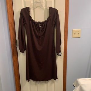Brown on/off shoulder dress